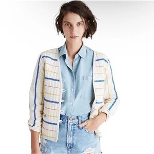 Madewell Side Tie Quilted Striped Button Front Jacket XL